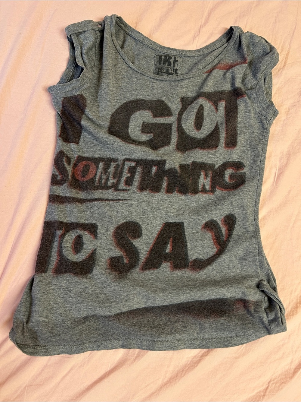 Y2K Gray Graphic Tee with Bold Lettering